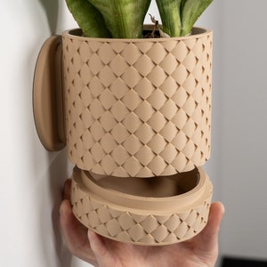 Wall Planter with Hidden Drip Tray Quilted Planter image 2