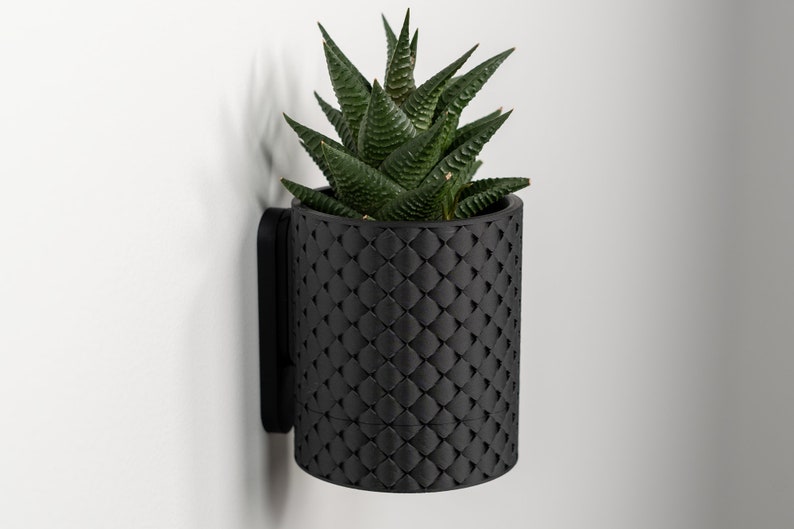 Wall Planter with Hidden Drip Tray Quilted Planter image 5