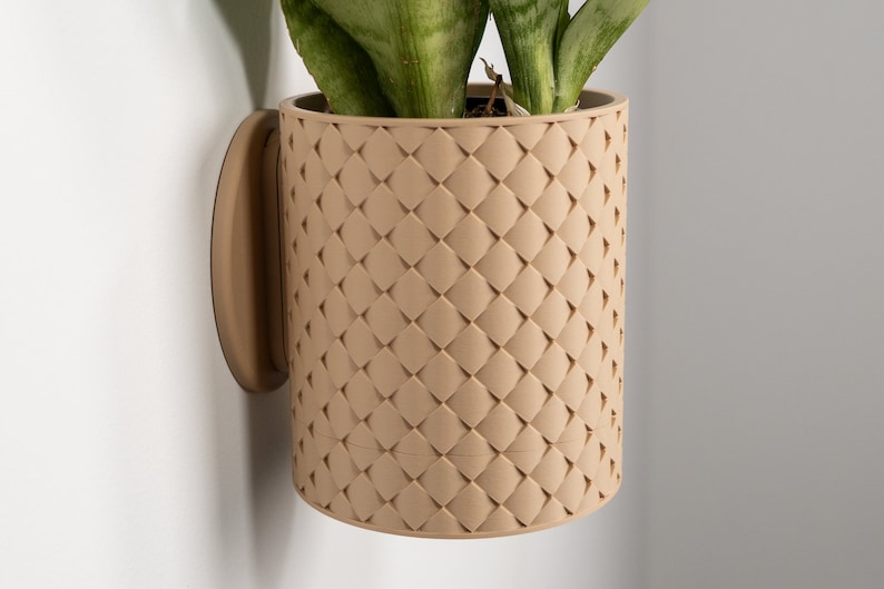 Wall Planter with Hidden Drip Tray Quilted Planter image 1