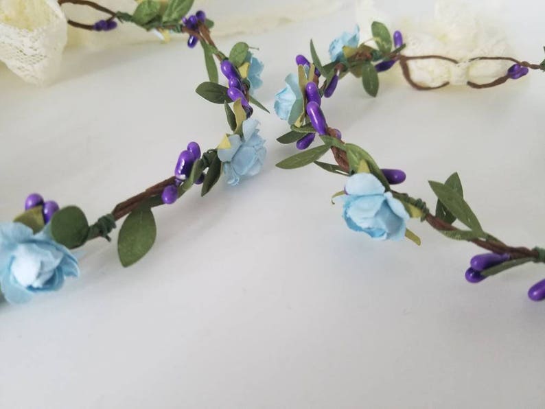 Hair Accessories Headbands Turbans Flower Crown Blue And Purple Flower Crown Green Leaf Crown Baby Headband Flower Girl Wedding Mommy And Me