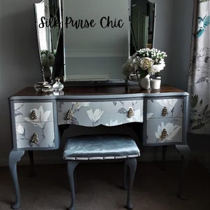 grey dressing table mirrors Sienna Grey Dressing Table with Mirror & Stool Laura James Ireland