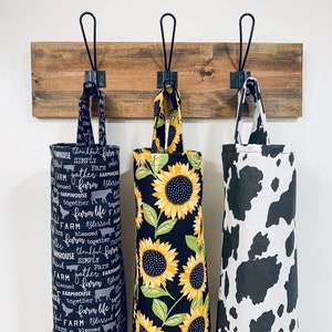Plastic bag holder, sunflower plastic bag holder, cow plastic bag holder, cow gift, sunflower gift, kitchen organization, housewarming gift