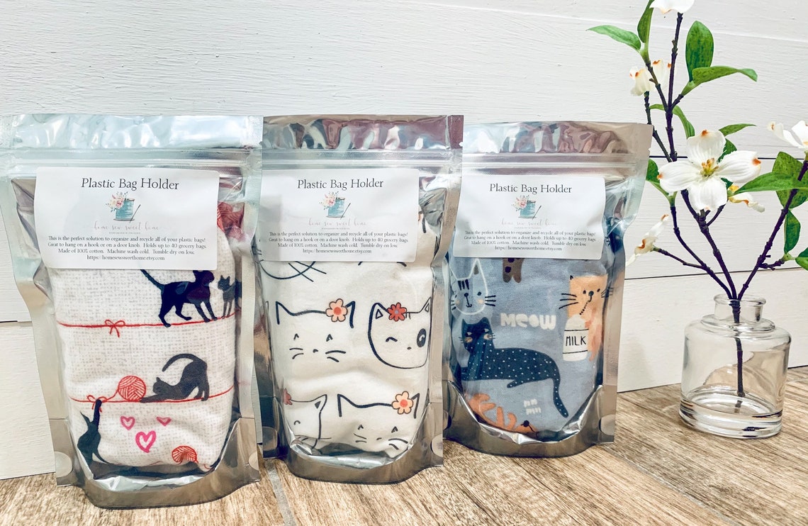 Cat plastic bag holder litter bag holder cat organization Etsy