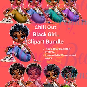 Beautiful African American Chibi inspired image/Doll PNG Clipart/AI ART