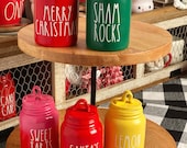 Rae Dunn Inspired Mini Canister Farmhouse Tiered Tray Coffee Bar Kitchen Decor Holiday Decor