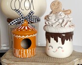 FINAL QUANTITY Gingerbread MiNi Birdhouse Rae Dunn Inspired Faux Food Farmhouse Hot Chocolate
