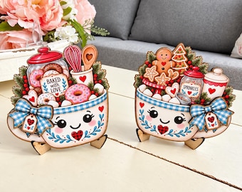 Blue and White Gingerbread Nostalgic Marshmallow Mugs