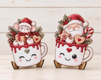 Marshmallow Mugs Reindeer Games Christmas Sign  | Tiered Tray Decor | Marshmallow Mugs Christmas Table Decorations