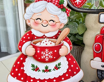 Santa and Mrs. Claus Christmas Wood Signs, Peppermint Kitchen, Cocoa Bar and Tiered Tray Table Decor