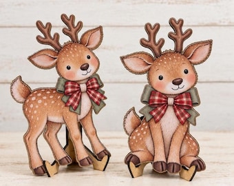 Reindeer Games Christmas Sign Set of Reindeers | Tiered Tray Decor | watercolor christmas decor