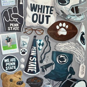 Penn State Collage Art Print | PSU Nittany Lions Memorabilia Wall Art | Beaver Stadium, “We Are” & Mascot Poster | College Football Gift