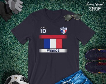 Frankreich Trikot mit Flagge / Original National Fussball Logo / Trikotnummer 10 / Frankreich Fussball WM 2018 in Russland