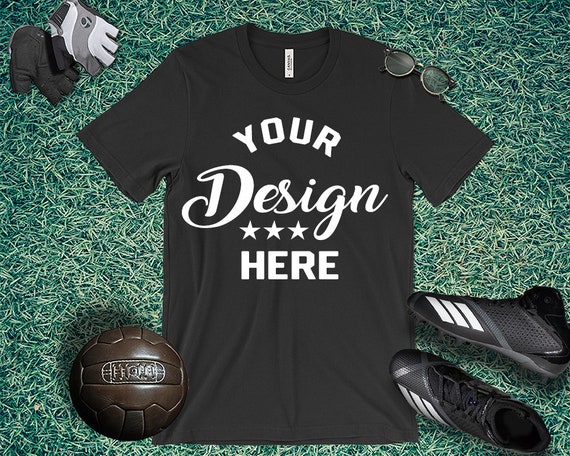 Two Styles Bella Canvas 3001 Sports Mockup With Ball