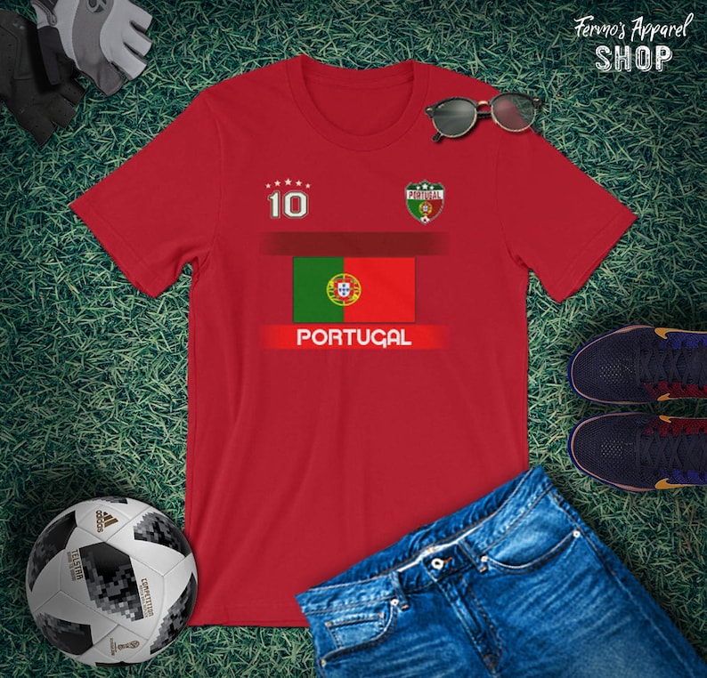 Portugal Soccer Jersey With Flag / Original National Soccer Logo Fan