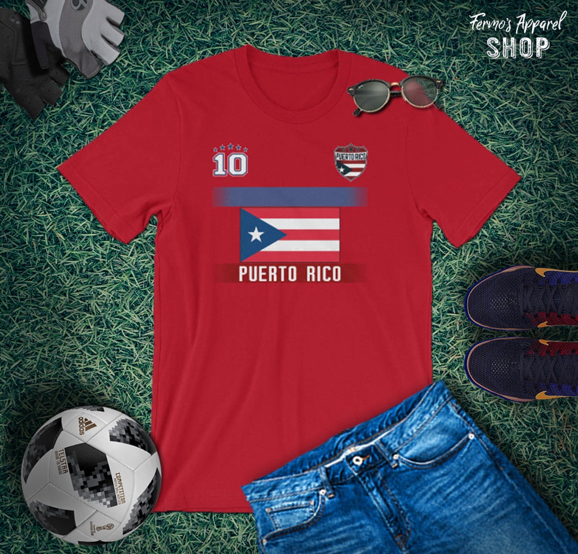 Puerto Rico Soccer Jersey with Flag / Original National Soccer Etsy