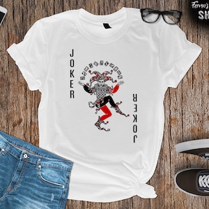 T-shirt del costume delle carte del Joker per Halloween, T-shirt del costume di gruppo, camicie delle carte del casinò, camicie divertenti del gioco di carte del Joker