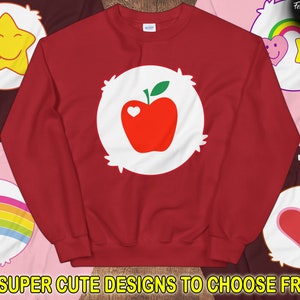 Care Bear chest cartoon Sweatshirts costumes, sweat-shirt costume de groupe Halloween. Tailles unisexes pour hommes et femmes. Idée de costume pour les amis