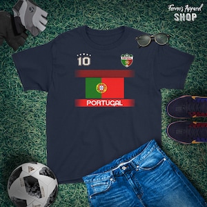 Youth Size Portugal Soccer Jersey with Flag / Portugal Soccer shirt for boys and girls / Sports Number 10 / Portugal World Cup Russia 2018