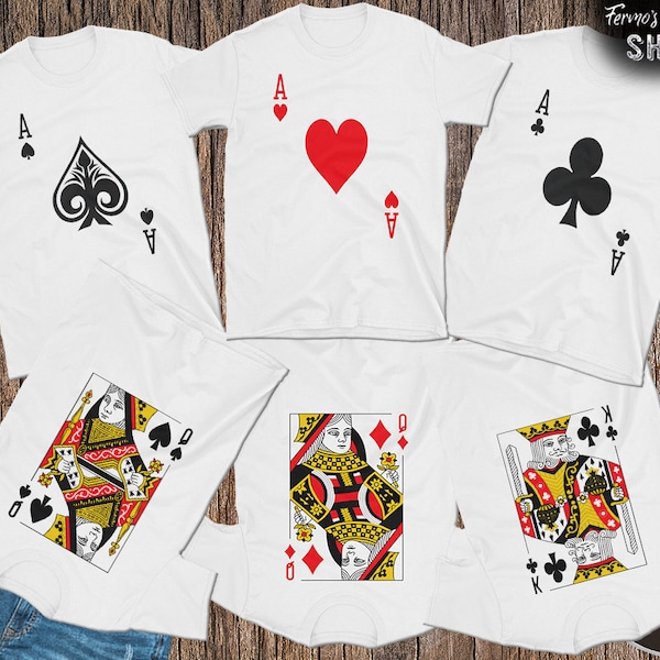 Playing Card Deck Costume T-Shirt for Halloween, Costume Set Aces, Casino Costume for friends, Funny Card game Costume Shirts.