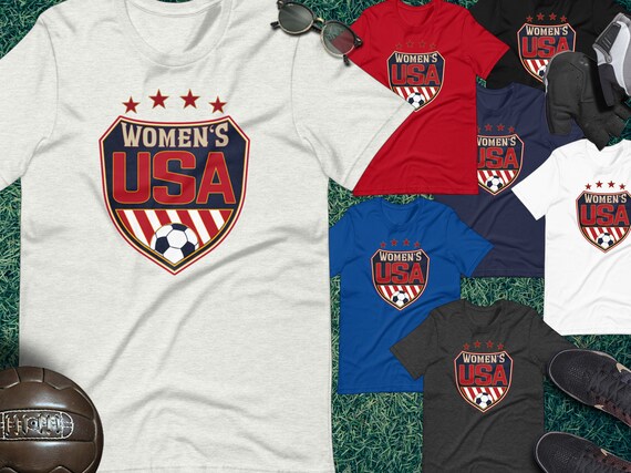 Soccer T-Shirt For Women And Girls With Usa Shield Soccer T-Shirt For Women And Girls With Usa Shield