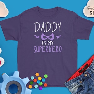 Daddy is my Super Hero Kids T-Shirt // Cute gift for little one of the house // Super hero mask for daddy&#39;s little boy or girl