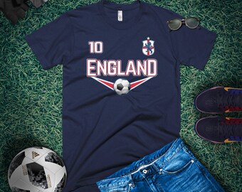 England Soccer sports apparel Short-Sleeve T-Shirt with No. 10 for british fanatics, hooligans and for England National team for world cup