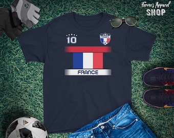 Camiseta juvenil de Francia: bandera francesa, número 10