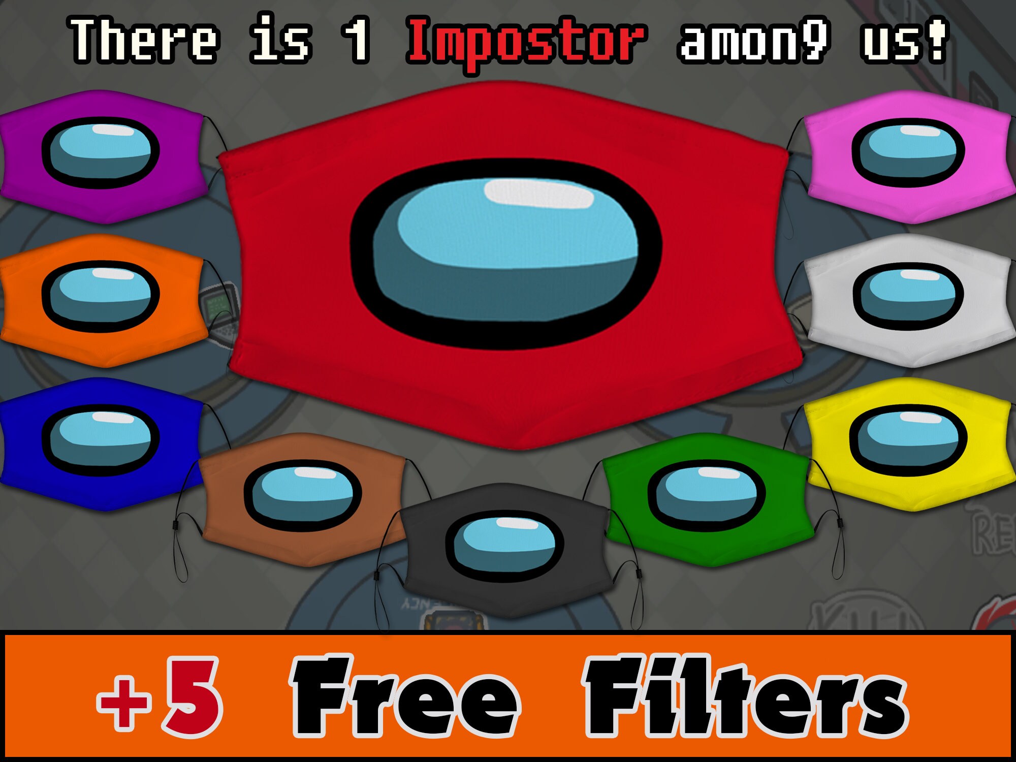 Among US Visor Reusable Facemask With Filter Pocket and Nose Etsy UK