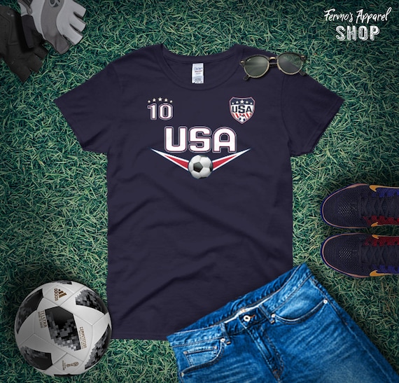 Soccer T-Shirt For Women And Girls With Usa Shield Soccer T-Shirt For Women And Girls With Usa Shield