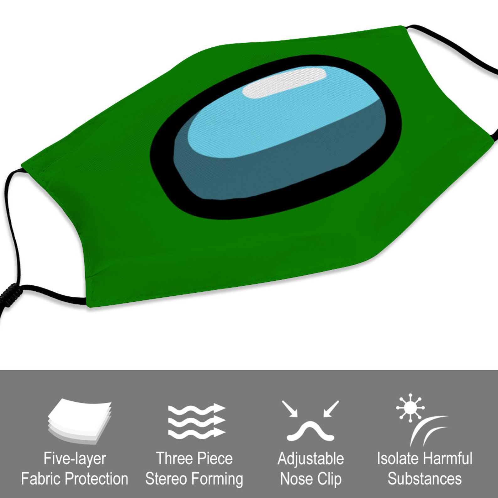 Among US Visor Reusable Facemask With Filter Pocket and Nose Etsy