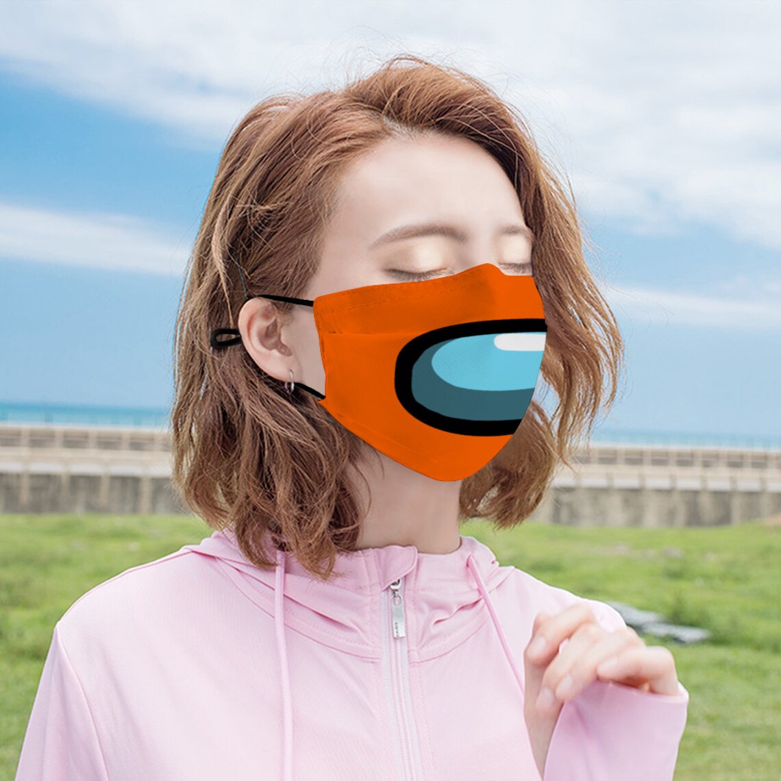 Among US Visor Reusable Facemask With Filter Pocket and Nose Etsy