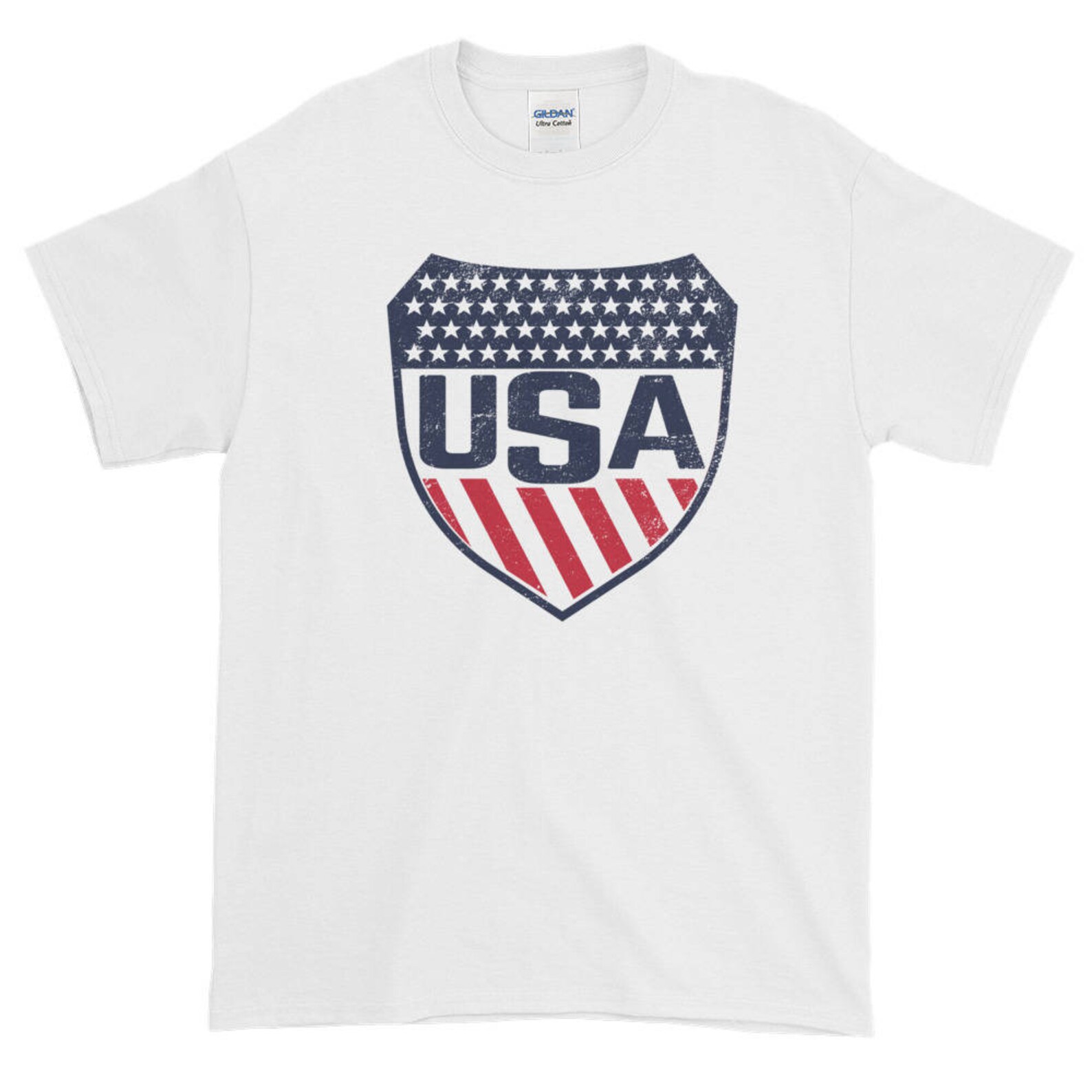 USA Flag Vintage Shield Short-sleeve T-shirt for USA Sports - Etsy