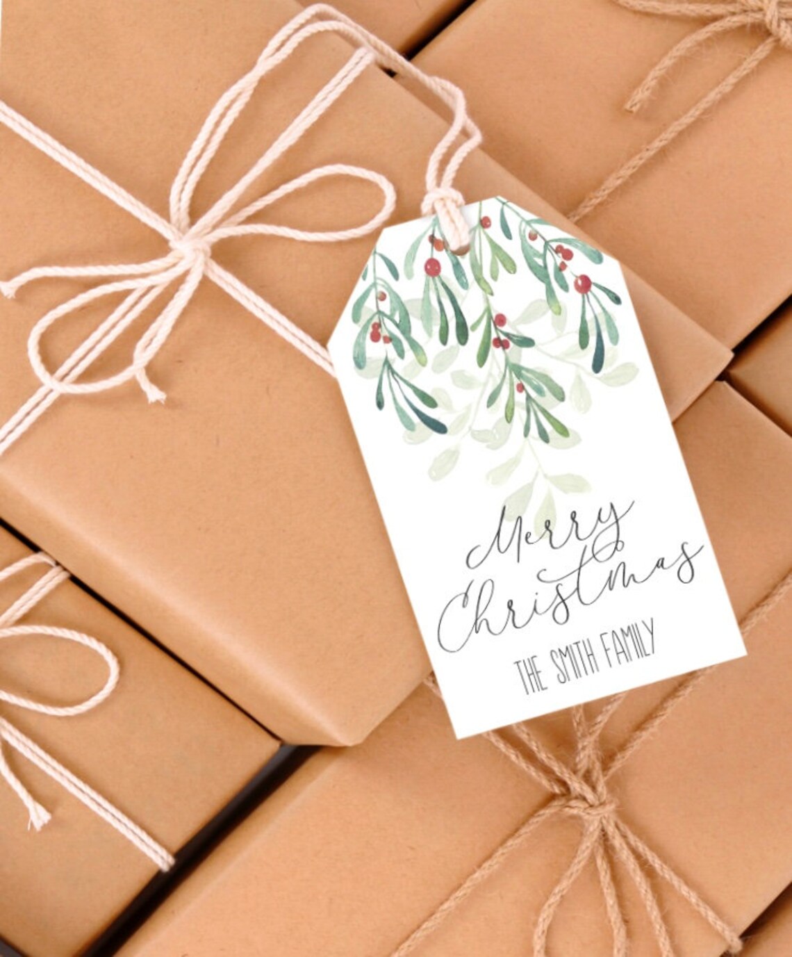 Mistletoe Christmas Tags Printable Christmas Tag Editable - Etsy
