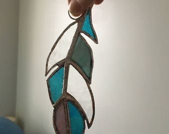 Feather Stained Glass Window Charm