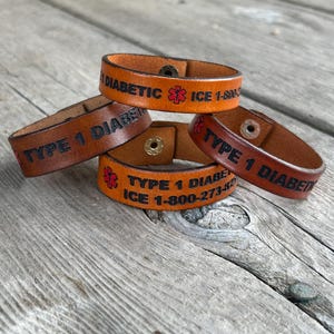 Engraved Leather Medical Alert Bracelet: Personalized Emergency ID Jewelry
