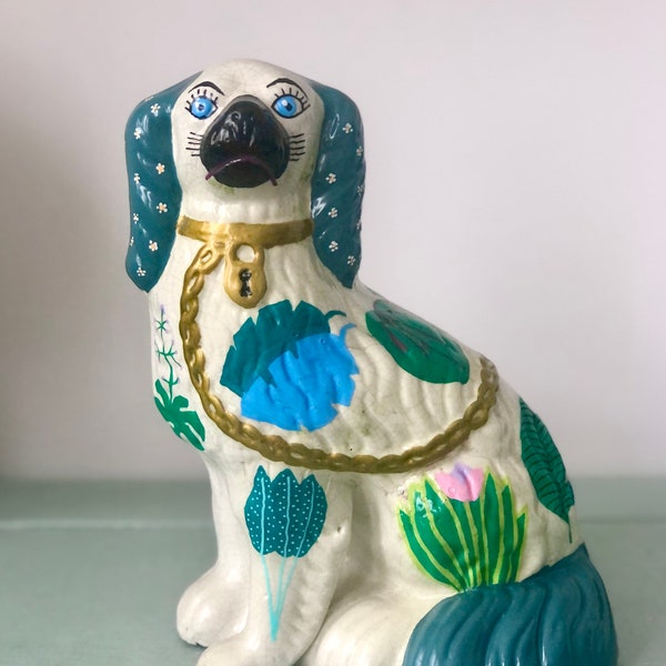 Custom Painted Botanical Staffordshire Wally Dog