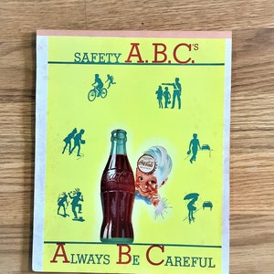 Vintage 1949, Coca-Cola with Sprite Boy, Safety A B C &#39;s School Writing Tablet (Scarce) Un-Used