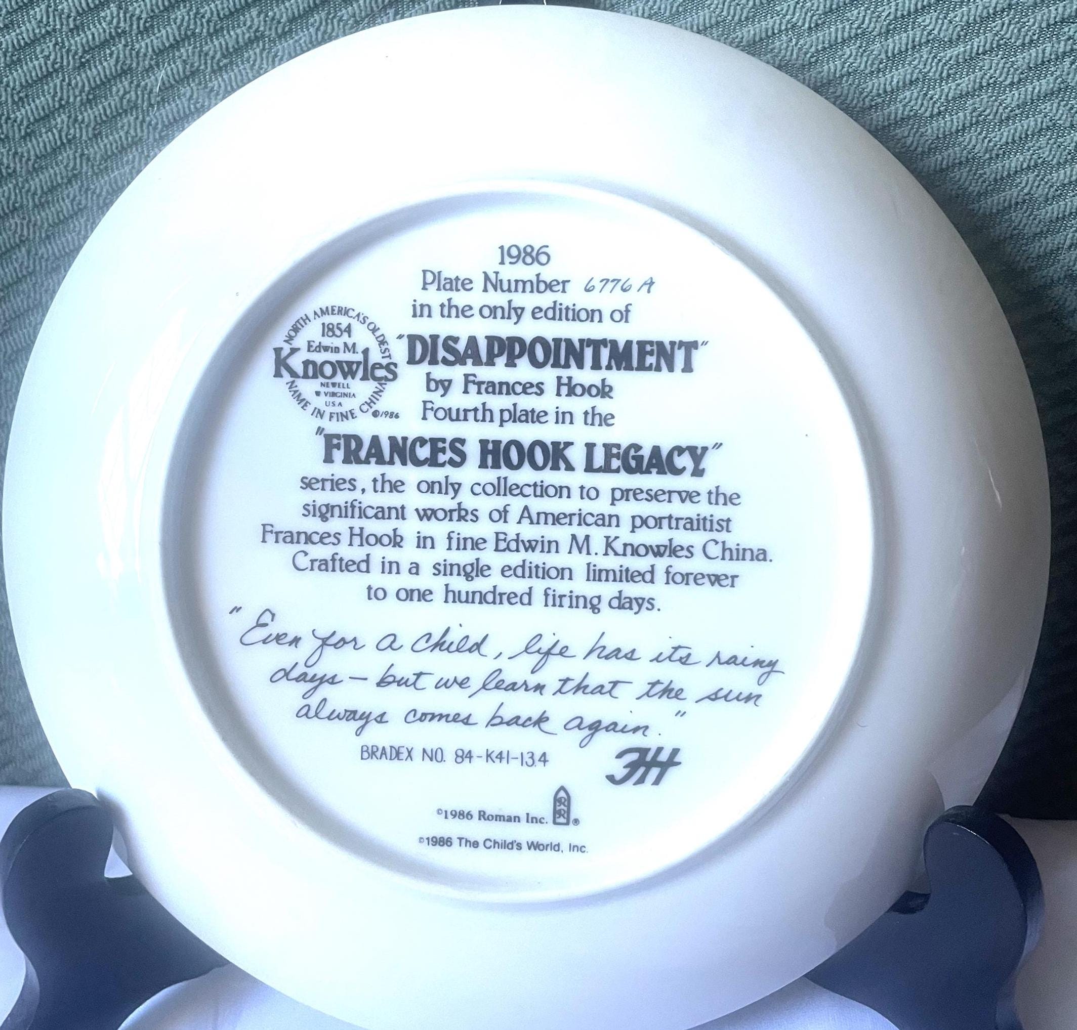 Vintage 1986 Frances Hook Collector Plate by Knowles