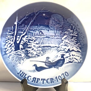 1970 B&G Collector Plate Pheasants Snow Christmas Copenhagen Porcelain Denmark