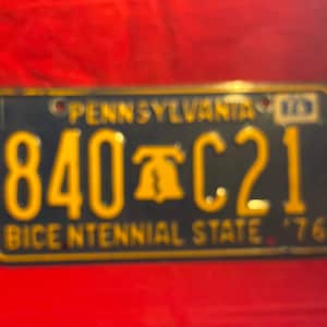 1975-1976 Bicentennial State Pennsylvania Registration Plate  840-C21