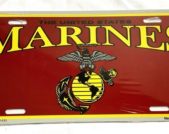United States Marines Metal Auto Tag License Plate, Logo Design