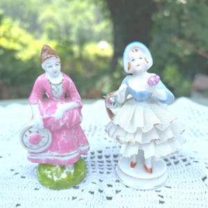 Vintage 1940s Lot of 2 Porcelain Ladies Made in Occupied Japan