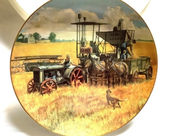 Vintage 1994 Danbury Mint &quot;Topping Off The Wagon&quot; FARMLAND MEMORIES John Deere Tractor Farm Plate by Mort Kunstler