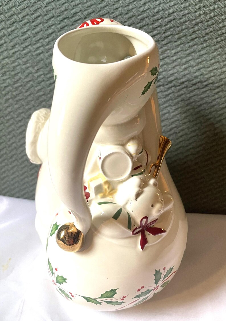 Lenox Holiday Collection Vintage 1999 Holly Berry Santa Pitcher