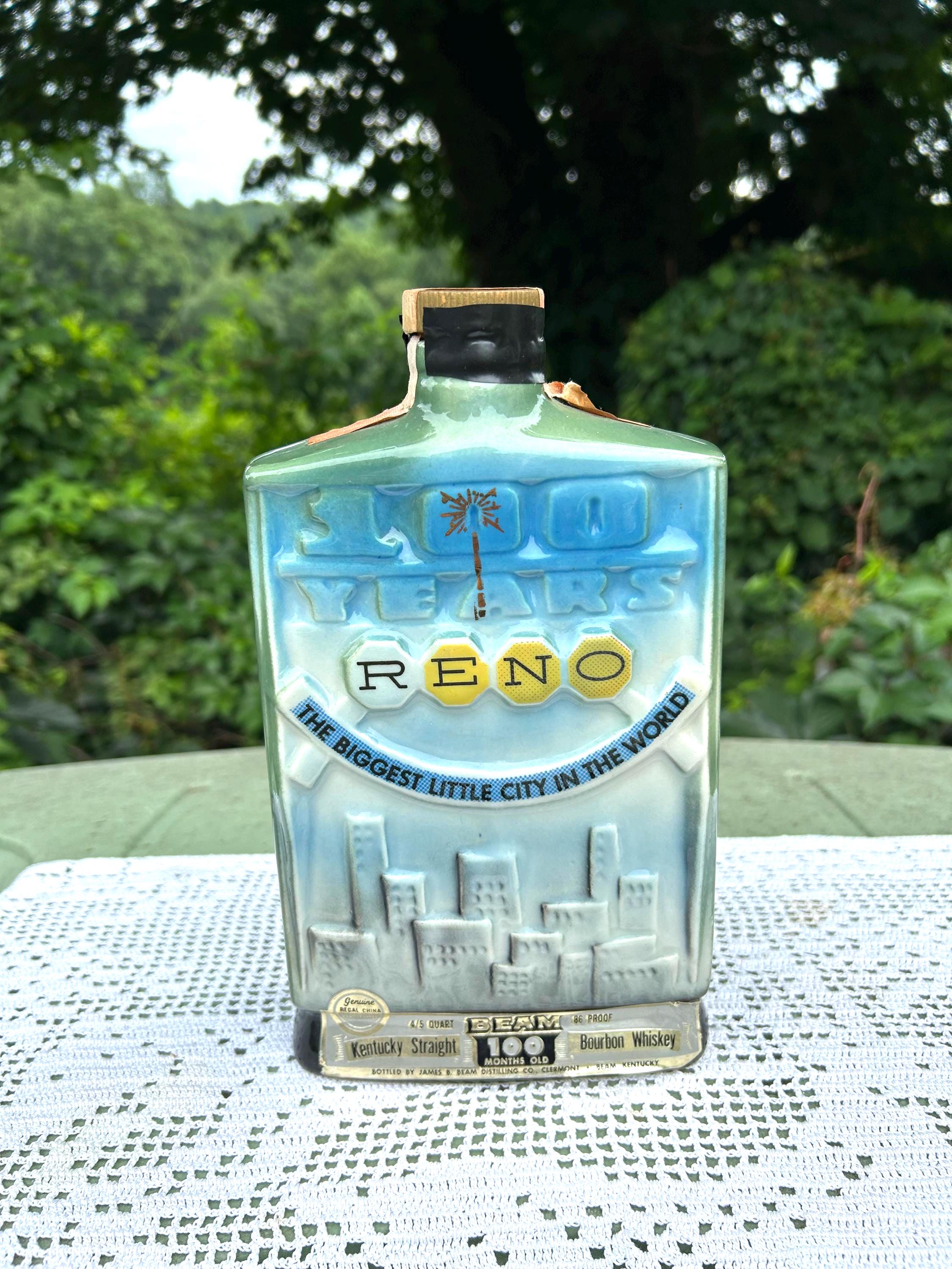 Vintage 1968 Jim Beam Whiskey Bottle 100 Years Reno Nevada Biggest