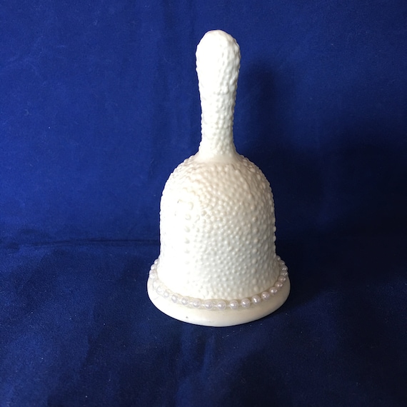 White Bisque Decorative Bell with Pearls - 5" Tall