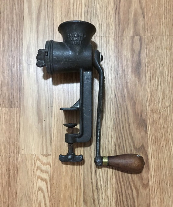 Antique Metal 1901 Sargent Co USA No 12 Gem JR. Food Chopper Meat Grinder  Tool With Wood Handle 