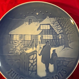1973 "Country Christmas" Royal Copenhagen Cobalt Blue Porcelain  Plate Limited Edition