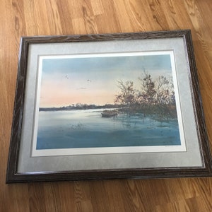 Framed and Matted &quot; Quiet Inlet&quot;  Michael Schofield Pencil  Signed & numbered Lithograph 27 x 30