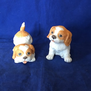 Vintage Homco Set of 2 Cocker Spaniel Puppy Figurines #1407